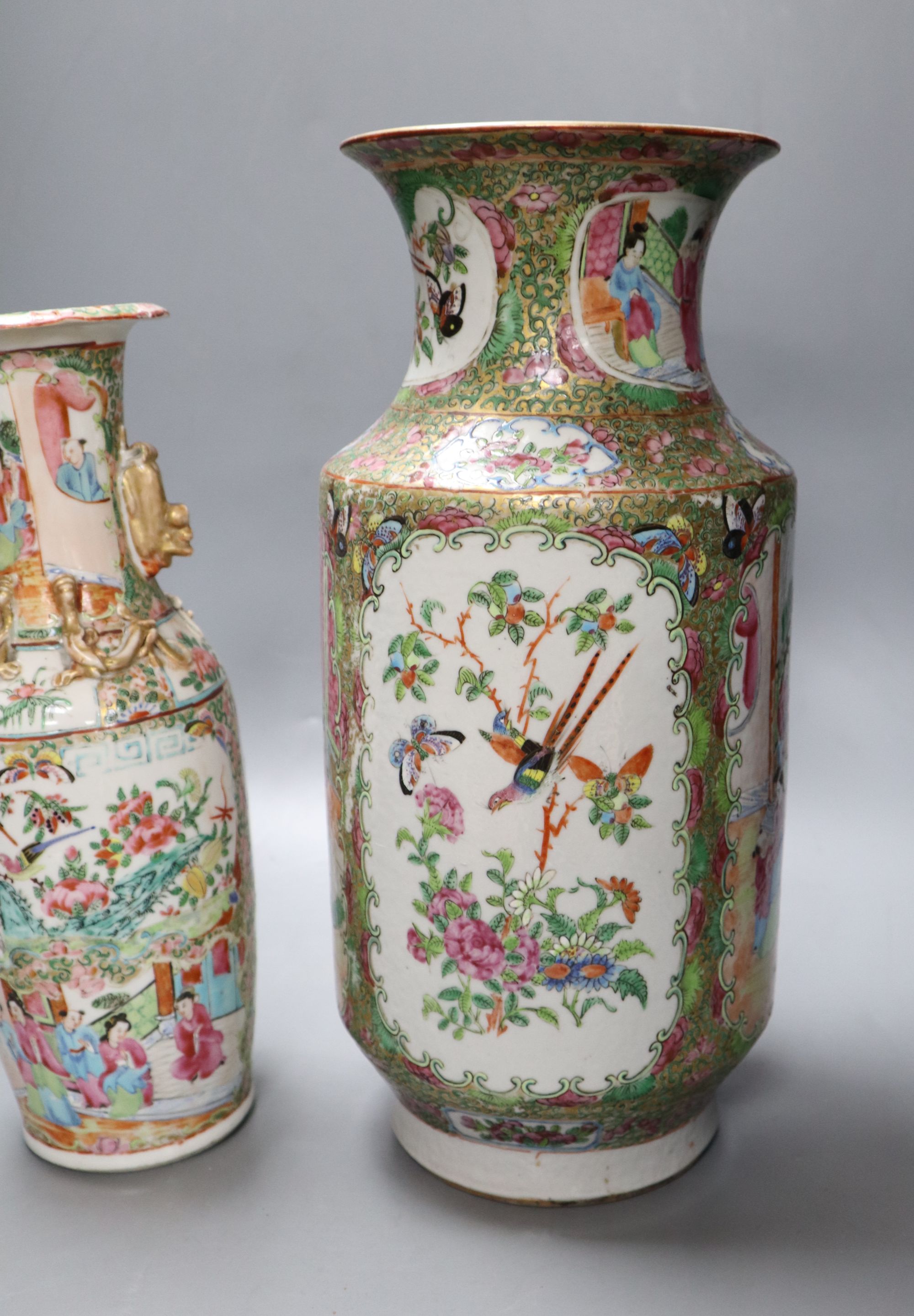 Two Chinese famille rose vases, late 19th century